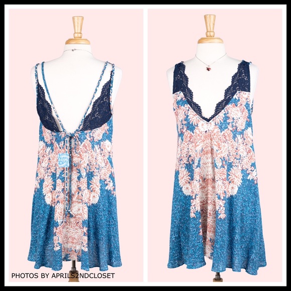 FREE PEOPLE BOHO FLOWY SLIP LACE MINI DRESS A2C - Picture 9 of 16